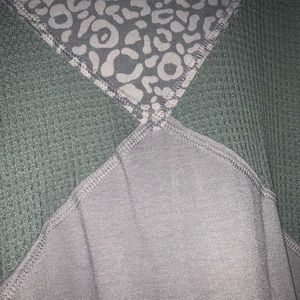 Cheetah Grey and Olive Green Top